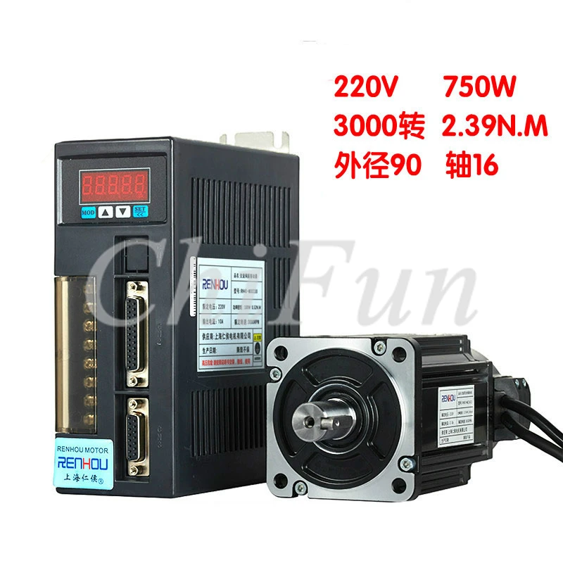 Комплект серводвигателя 750 Вт AC220V 90 мм 90ST-M02430 3000 об/мин 2.39N.M + AASD-15A 220 В драйвер с 3 м