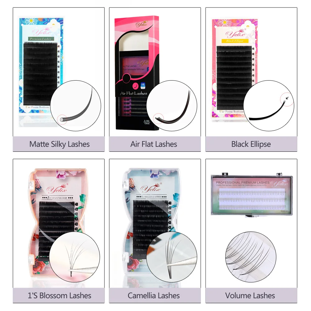 

Yelix False Individual Customized Lashes Private Label Custom Lash Packaging Eyelash Extension DIY Logo Name Eyelashes ODM & OEM