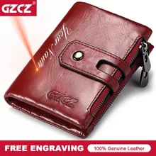 GZCZ Free Engraving Name 100% Genuine Leather Women Wallet New Fashion PORTFOLIO Gift Purse Female Coin Purse Pocket Money Bag