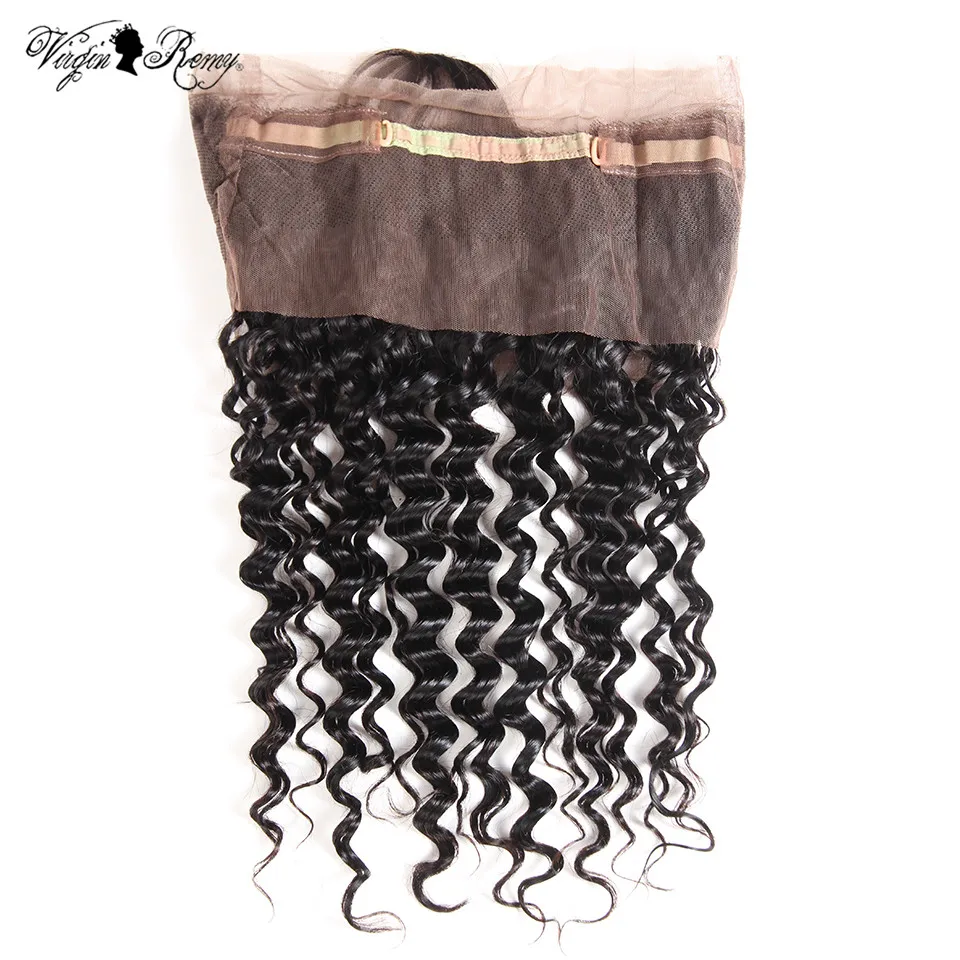360 Lace Frontal Closure Pre Plucked With Baby Hair Brazilian Deep Wave 360 Lace Frontal Natural Color Queen Virgin Remy Hair