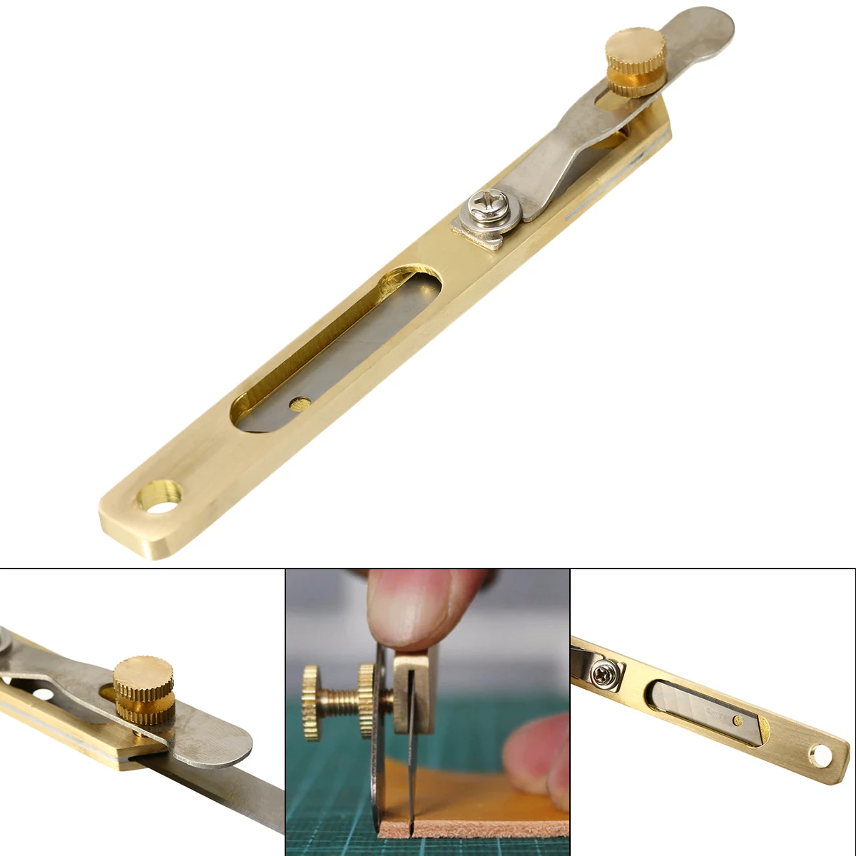 1pcs Leather Craft Tools DIY Incision Cutter Knife Copper Trimming Tool with Blade for Cutting Patchwork Fabric Splitter