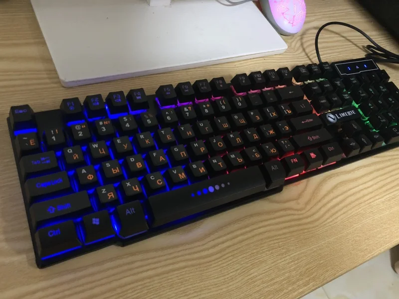 DBPOWER русский/английский 3 Цвет подсветки Gaming Keyboard Teclado геймер плавающий светодиодной подсветкой USB с подобными Механическая Feel - Цвет: rainbow Russian