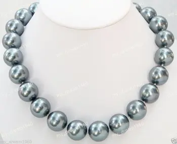 

Hot sale new Style >>>>>Beautiful Huge Genuine 20MM Gray South Sea Shell Pearl Round Beaded Necklace