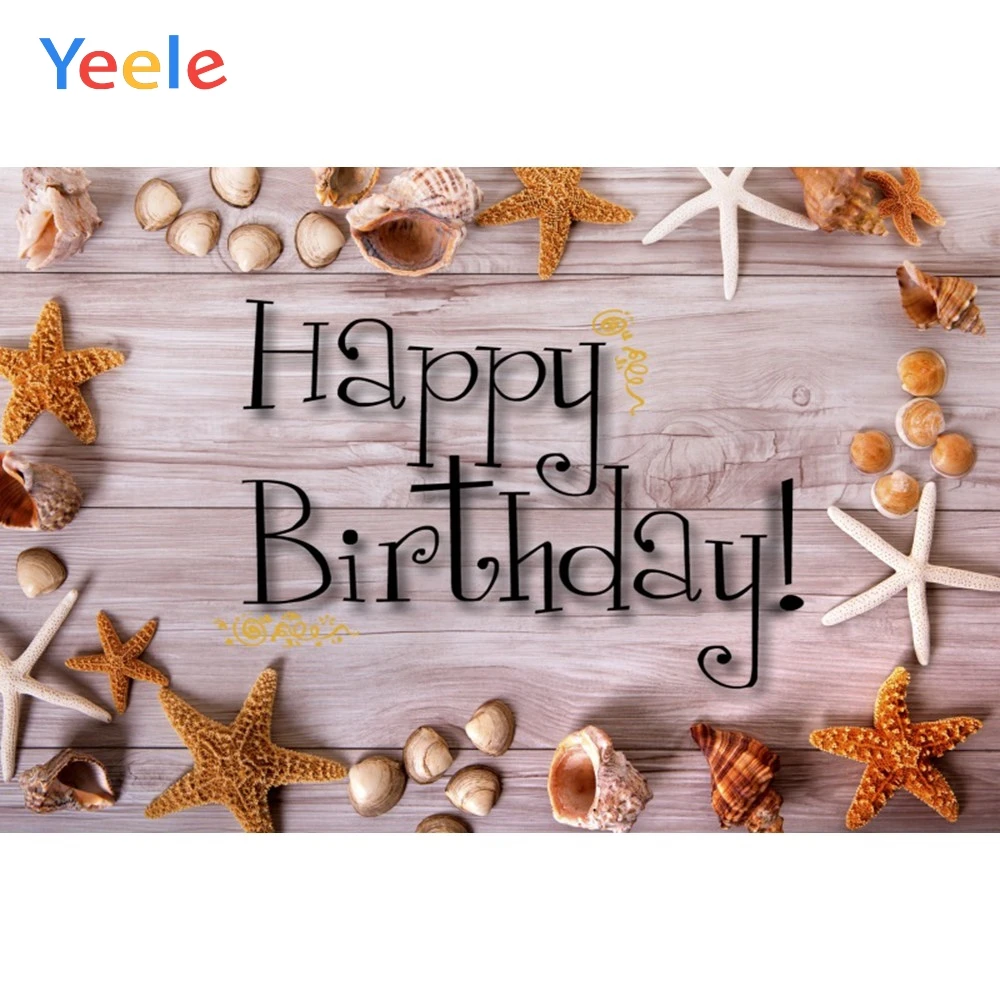 

Yeele Vinyl Wood Board Shell Baby Happy Birthday Party Photography Background Children Photographic Backdrop Photo Studio