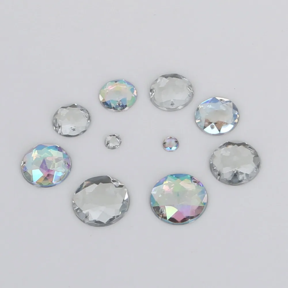 

New 20-200Pcs Acrylic Crystal Sew On Rhinestone 2 Holes Silver Flatback For Dancing Dress/Clothing Shoes/Wedding Decoration