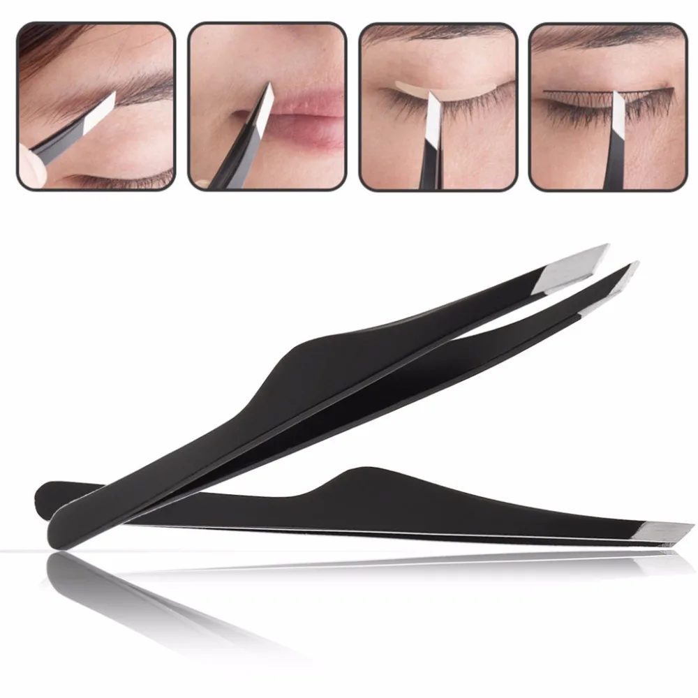 Pro Women Eyebrow Tweezers Hair Beauty Slanted Stainless Steel Tweezer