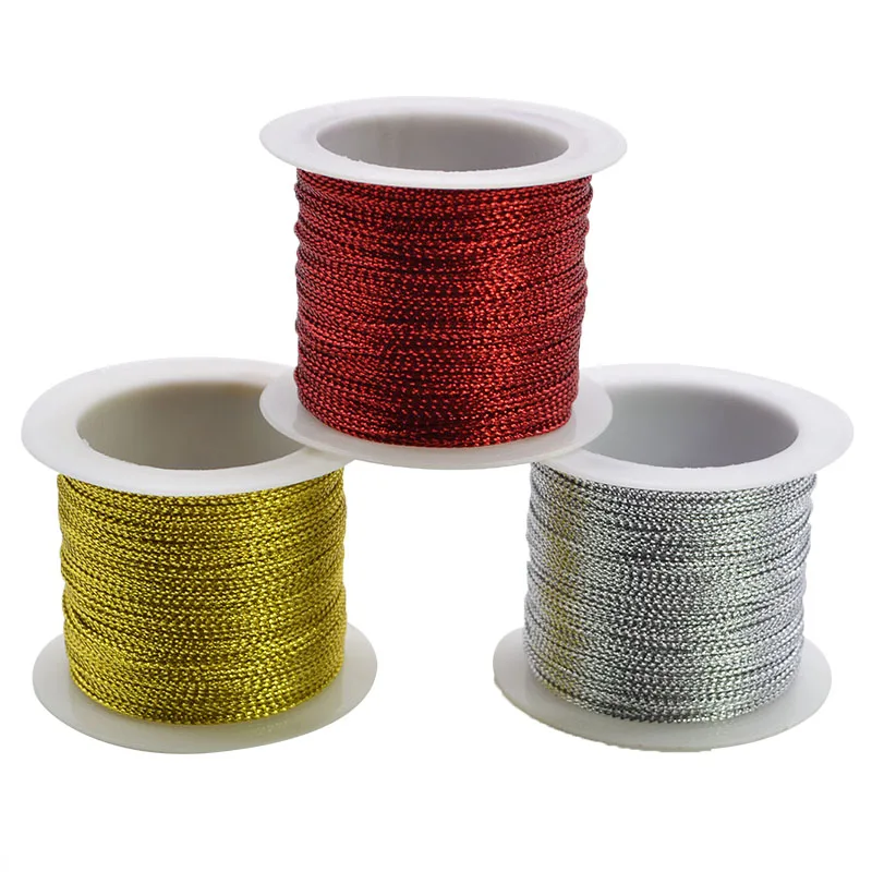 20 Meters Glitter Gold Silver Webbing Line DIY Packing Core Ropes for Gift Tag Wrap String Wedding Birthday Xmas Decor Household