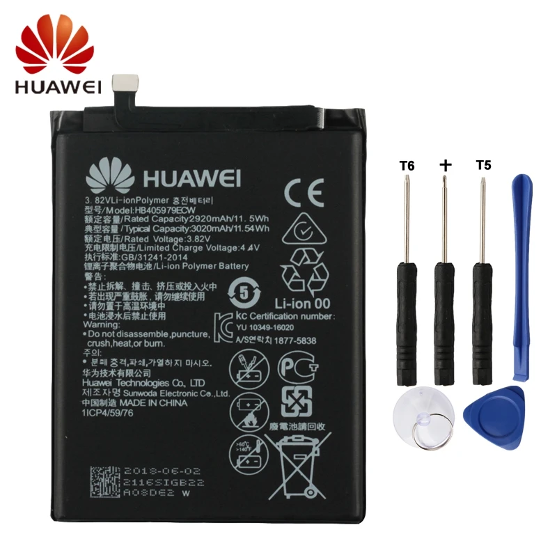 

Huawei HBB405979ECW Phone Battery For Huawei Nova Smart Young DIG-L01 CAZ-AL10 3020mAh Original Battery + Tool