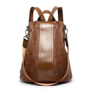 

Fashion Patchwork Women's Genuine Leather Backpacks Women Girls Students School Bag Small Shoulder Bags Women Vintage Travel Bag