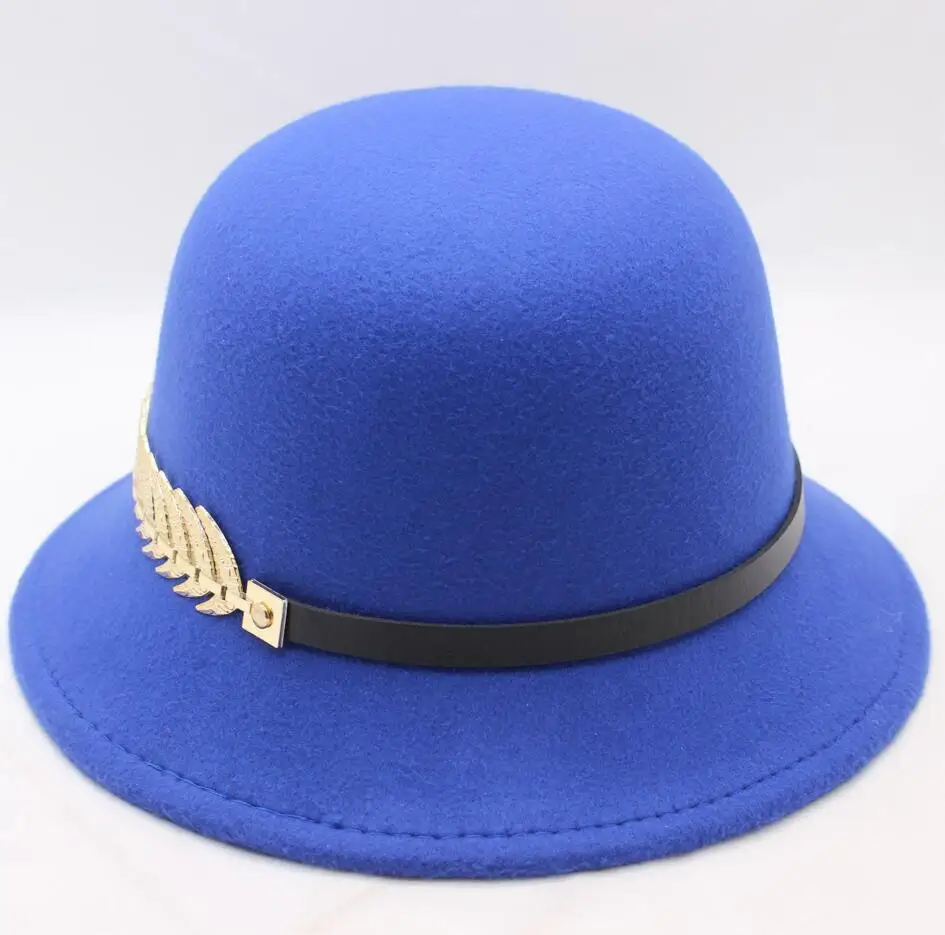 New 9 Colours Winter Autumn Imitation Woolen Fedoras Cap Basin of Dome Woolen Cloth Hat Female Cloth Basin Cap Fedora