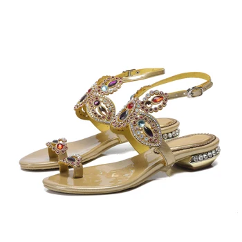 

Christia Bella New Rhinestones Heels Ankle Strap Shoes High Heels Wedding Bohemian Style Party Sandals Rome Thin Heels Shoes
