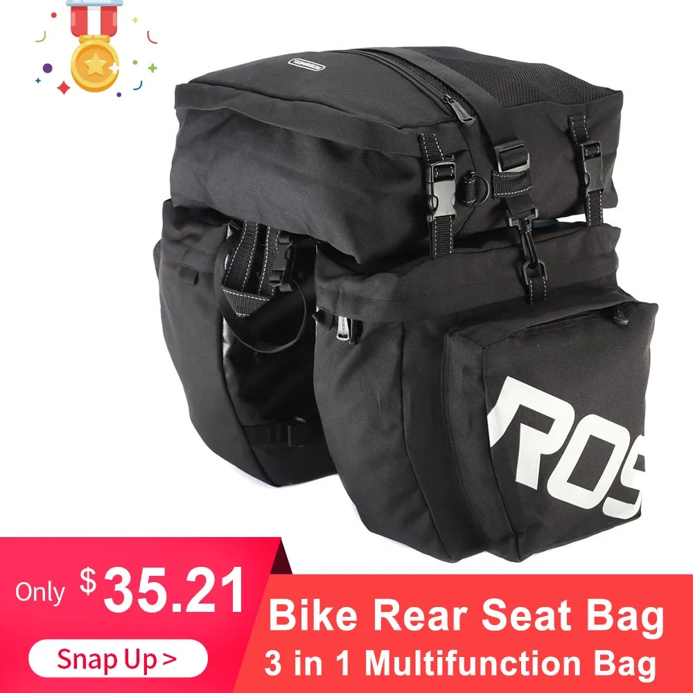 

ROSWHEEL 3 in 1 Multifunction Road MTB Mountain Bike Bag Bicycle Pannier Rear Seat Trunk Bag