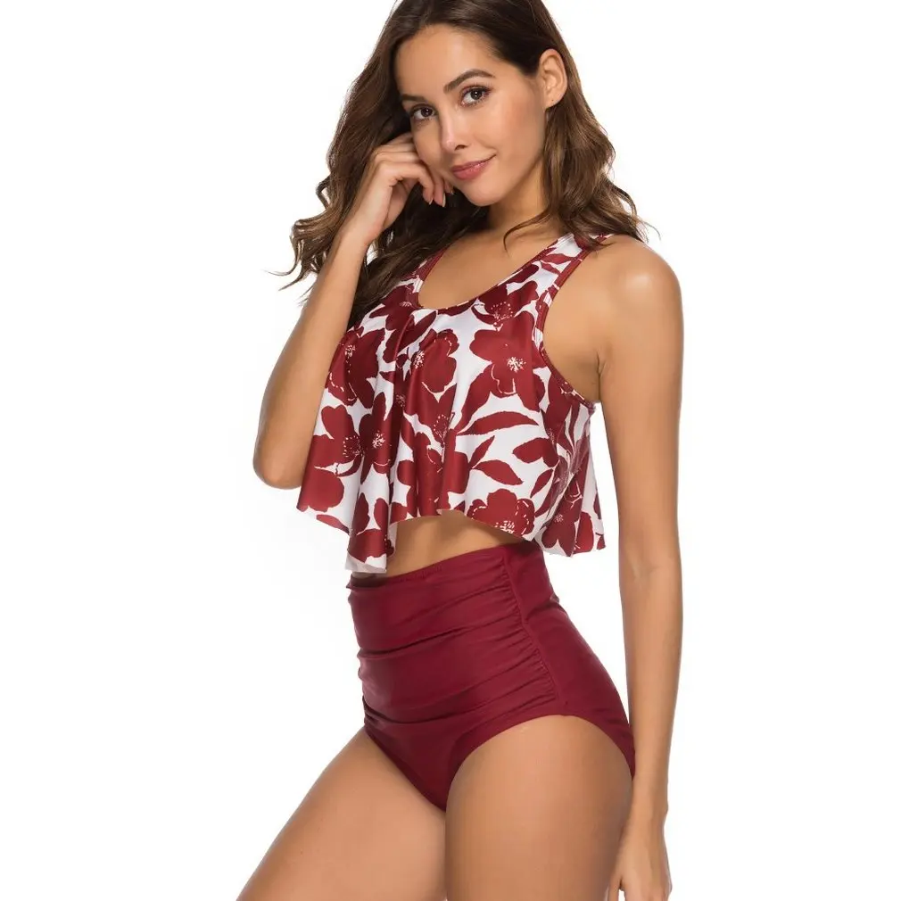 

New High Quality Split Swimsuit Female European And American Explosion Models Bikini Ruffled Swimwear