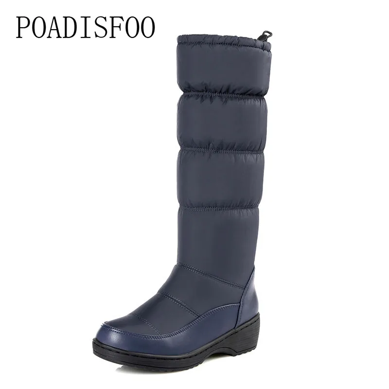 POADISFOO 2017 women winter knee high boots casual winter down snow boots popular round toe slip-on shoes high quality.X-85 POADISFOO 2017 women winter knee high boots casual winter down snow boots popular round toe slip-on shoes high quality.X-85