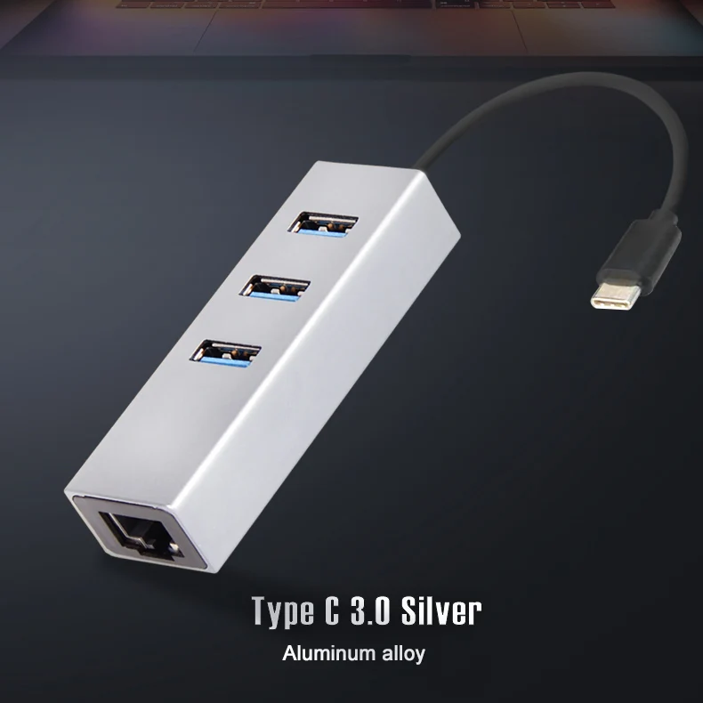 OFCCOM USB c концентратор 3,0 до RJ45 гигабитный Ethernet адаптер 1000 Мбит/с usb type C концентратор с Lan Сетевой сплиттер для ноутбука компьютер Mac - Цвет: USB3.0 1000M Silver