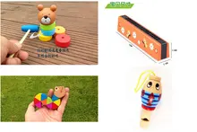 Free shipping, children's wooden toys, 4 piece suit, harmonica, whistle, classic toys