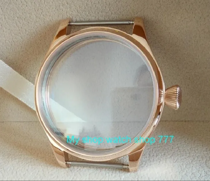 Caixa de Relógio Movimento a Forma Parnis Inoxidável Galvanizado 18 k Rosa Ouro Ajuste Eta 6497 – 6498 Diamante Coroa 014a 44mm 316l Aço