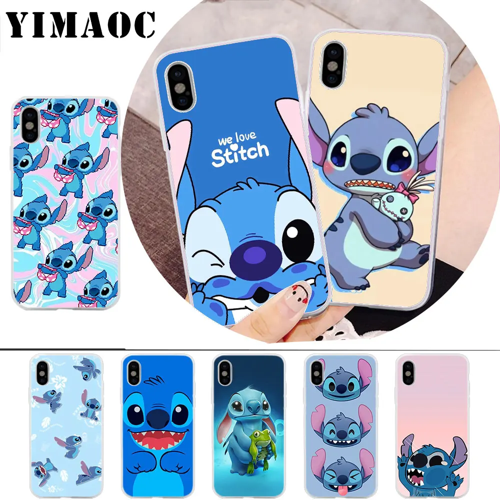 

YIMAOC Cute Cartoon Stich Soft Silicone Case for iPhone X r s Xr Xs Max 8 7 6S 6 Plus 5 5s SE