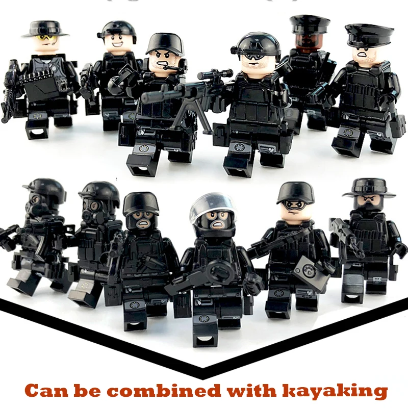 12Pcs/set Military Special Forces Soldiers Guns Weapons Legoings war figures Armed SWAT Building Blocks model kits WW2 Toys