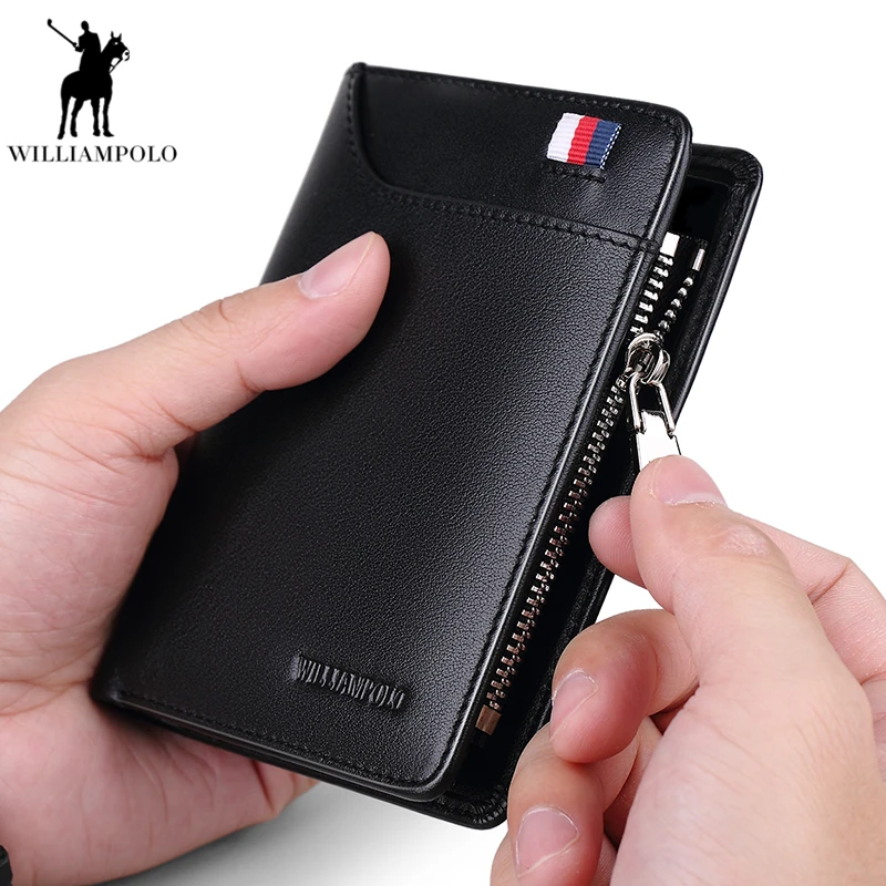 

Williampolo Genuine Leather Men wallet high quality Driver's license Wallets Leather coin purse Designer Money Dollar PL293