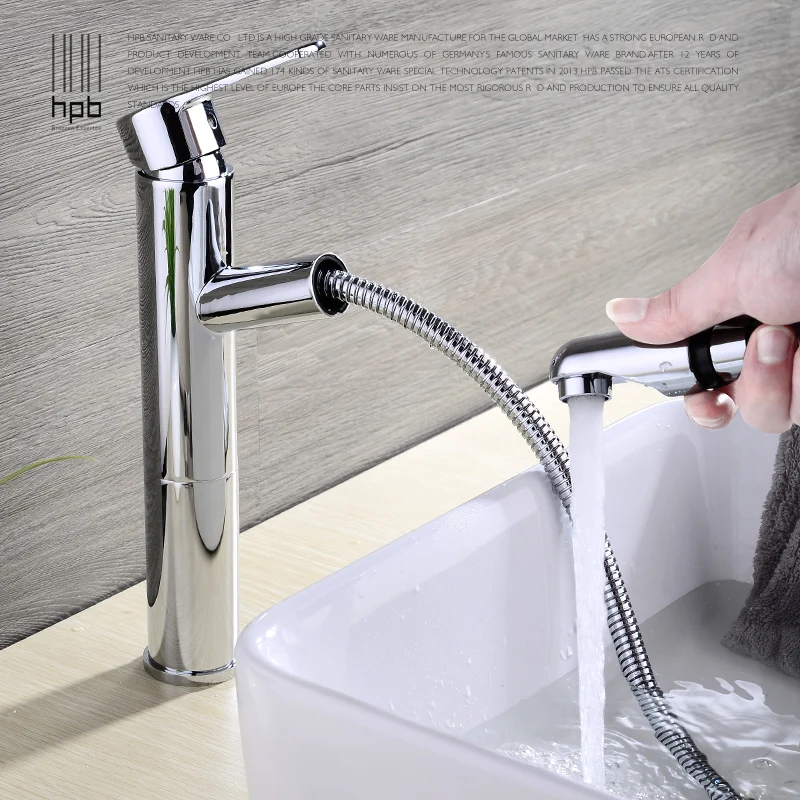 

bathroom full copper single double cold and hot mixer Pull-out type table basin faucet washbasin faucet heightening
