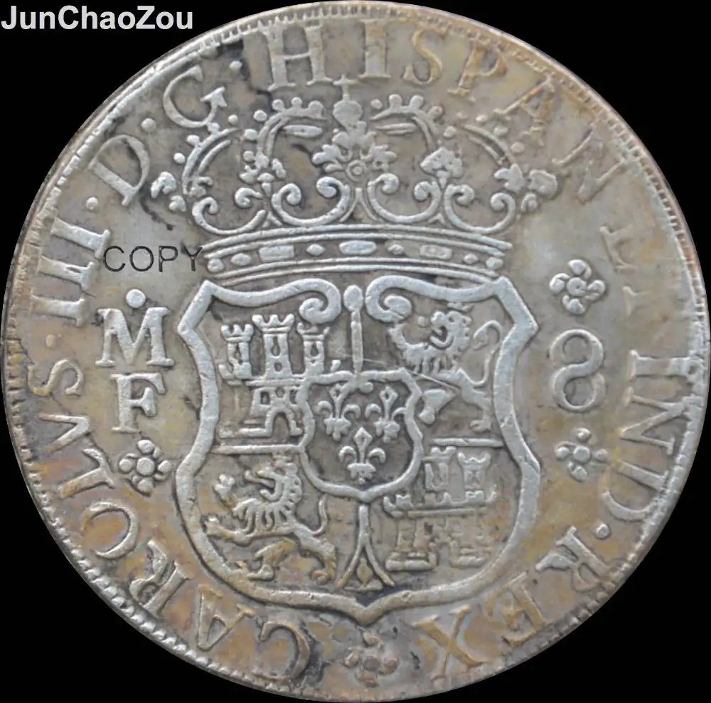 Мексика 1762 MF.8 Reales посеребренные копии монет