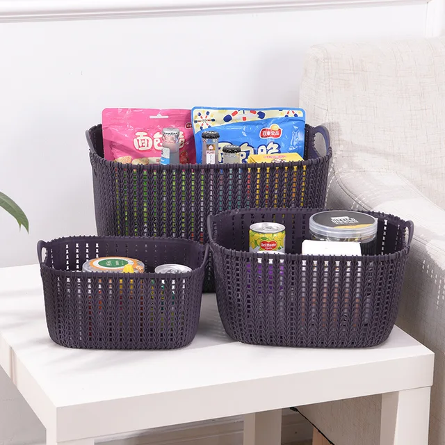 Plastic Weaving Storage Basket Imitation Rattan Box For Plastic Weaving Storage Basket Imitation Rattan Box For Fruit Vegetable Cosmetics Picnic Kitchen Bathroom