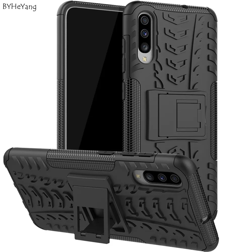 

sFor Samsung Galaxy A70 Case A 70 cover Hard Plastic Soft Silicone Hybrid Armor Stand PC+TPU Cover Capa For Galaxy A70 a70 shell