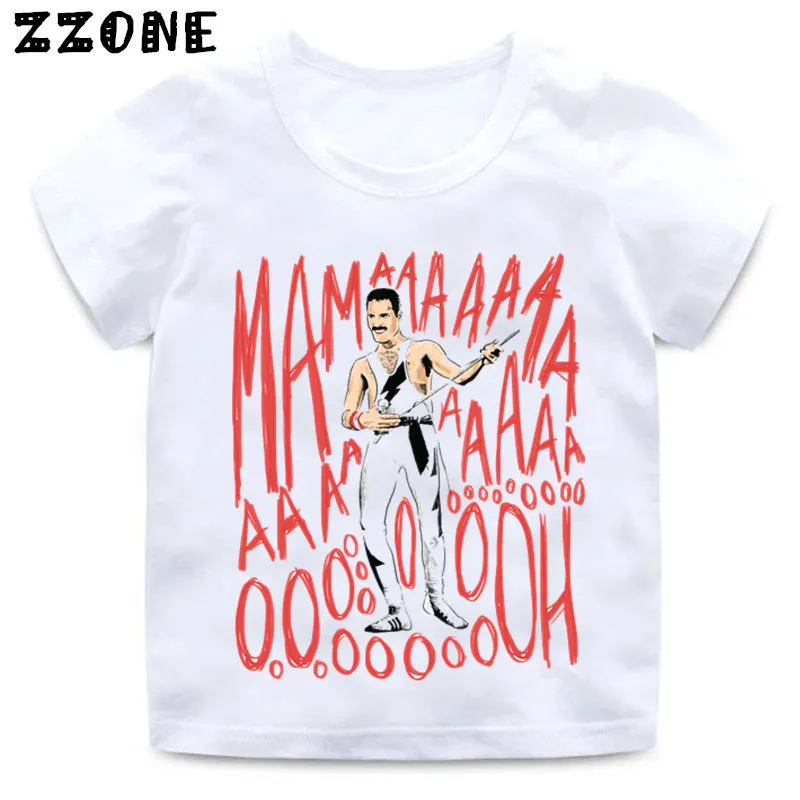 Футболка с принтом Фредди Меркурий для мальчиков и девочек, рок-группа, королева, Детская забавная одежда, Enfant, летняя белая футболка, ooo2424