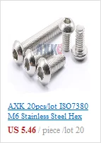 AXK M3X10mm 100 шт./лот шестигранный винт с шестигранной головкой, черный 10,9 класс ISO7380 шестигранный болт