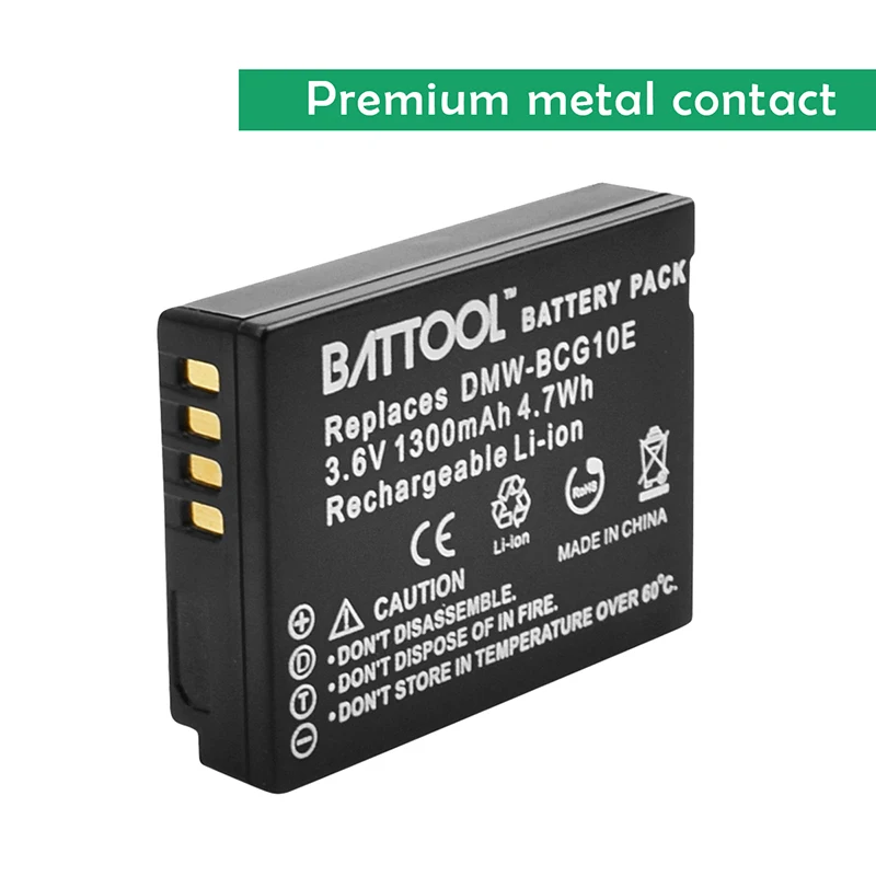 Billig BATTOOL 1300mAh Akkus für Panasonic Lumix DMW BCG10 BCG10E DMC 3D1 DMC TZ7 DMC TZ8 DMC TZ10 DMC TZ18 DMCTZ19
