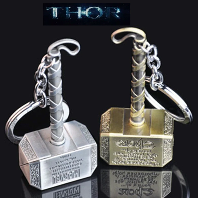 2017HotVintageThorHammerKeychainsAvengerMenKeyRingsMovieKey