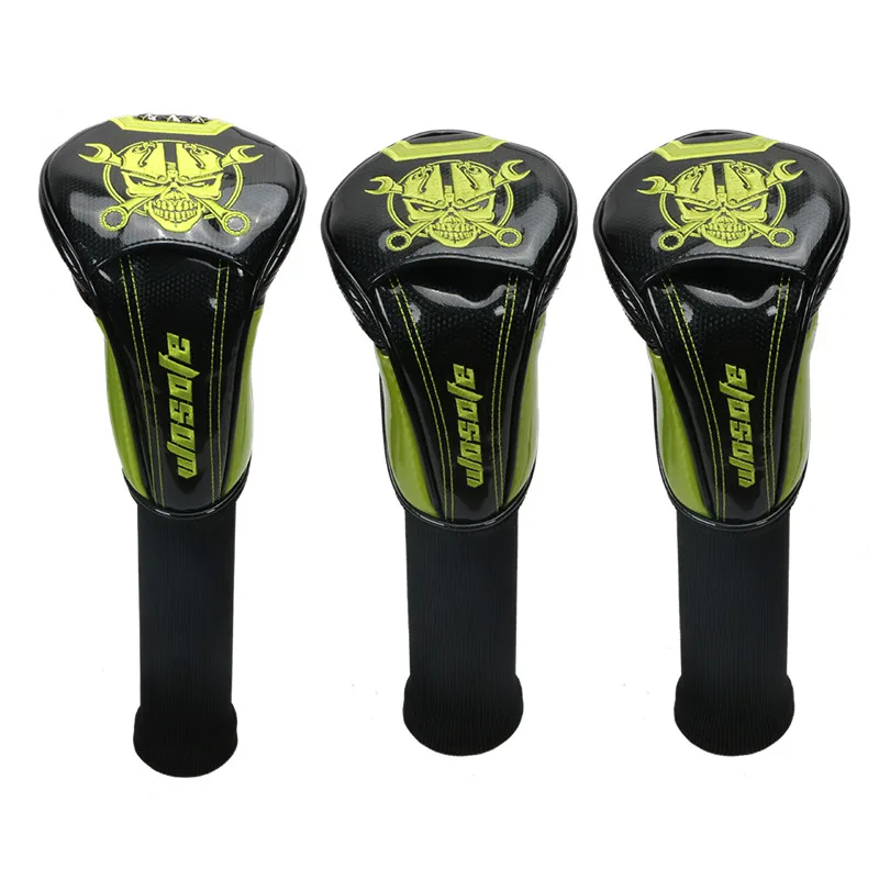 نادي الغولف Headcovers 1 # سائق 3 #5 # الخشب # الهجين غطاء أسود بو الجلود مع الأخضر الجمجمة التطريز رئيس يغطي شحن مجاني نادي الغولف Headcovers 1 # سائق 3 #5 # الخشب # الهجين غطاء أسود بو الجلود مع الأخضر الجمجمة التطريز رئيس يغطي شحن مجاني