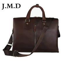 J.M.D 2017 New Arrival 100% High Grade Genuine Cow Leather Men’s Brie fcase Laptop Shoulder Messenger Bag Handbag 7214