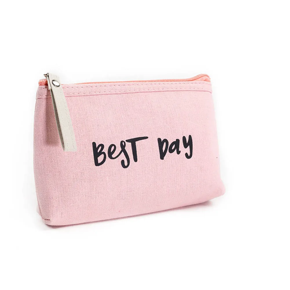 Portable Women Letters Printing Makeup Bags Canvas Cosmetics Bags