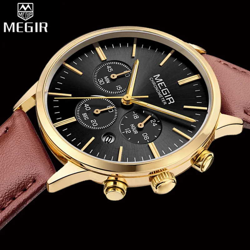 MEGIR Дата хронограф Для женщин Watch Top Элитный бренд любовник женские часы