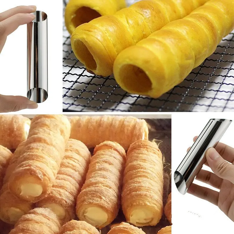 

B High Quality Conical Tube Cone Roll Moulds Stainless Steel Spiral Croissants Molds Pastry Cream Horn Cake Bread Mold