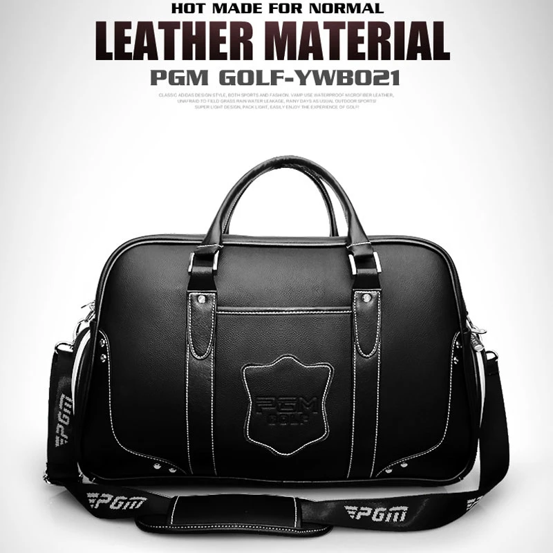 

Pgm Genuine Leather Golf Clothing Bag Men's Women High Capacity Handbag Built-In Shoes Bag Golf Package D0075