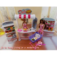 Miniature Furniture Supermarket for Barbie Doll House Pretend Play Toys for Girl Free Shipping