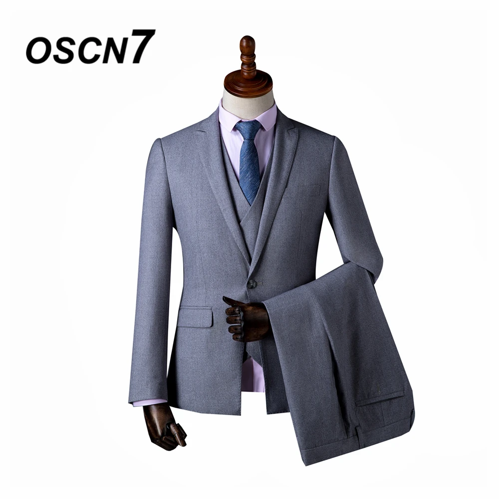 OSCN7 2019 заостренный лацкан Костюмы Под заказ Для мужчин Slim Fit Свадебная вечеринка Для мужчин s индивидуальные костюм Мода 3 предмета ZM-559 560