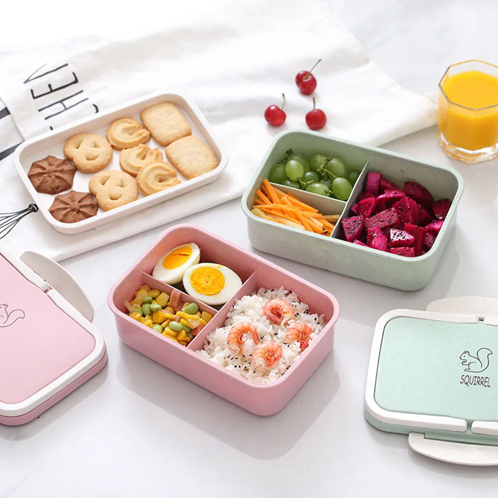 Microwave Bento Wheat Straw Lunch Box Picnic Food Container Wheat Nice