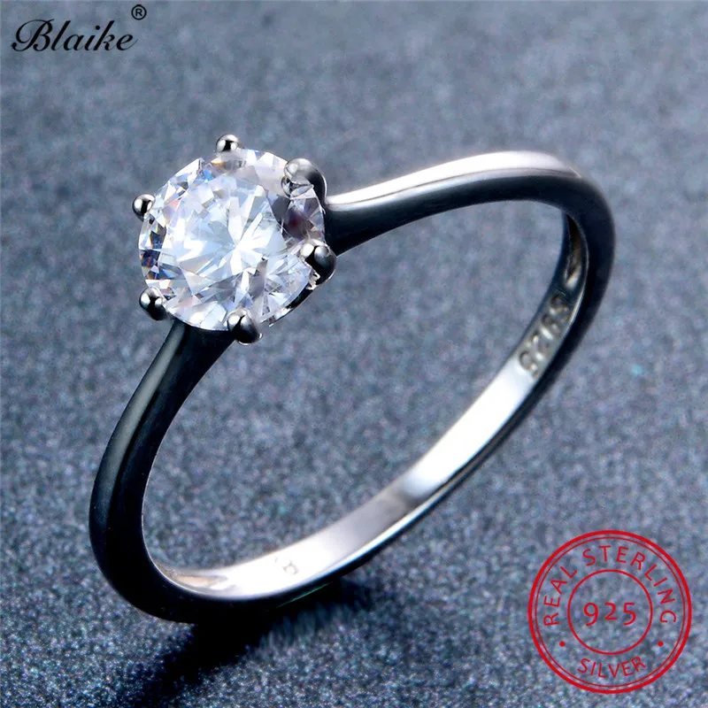 Обручальное кольцо Blaike из серебра 100% пробы с белым сапфиром|Кольца| |