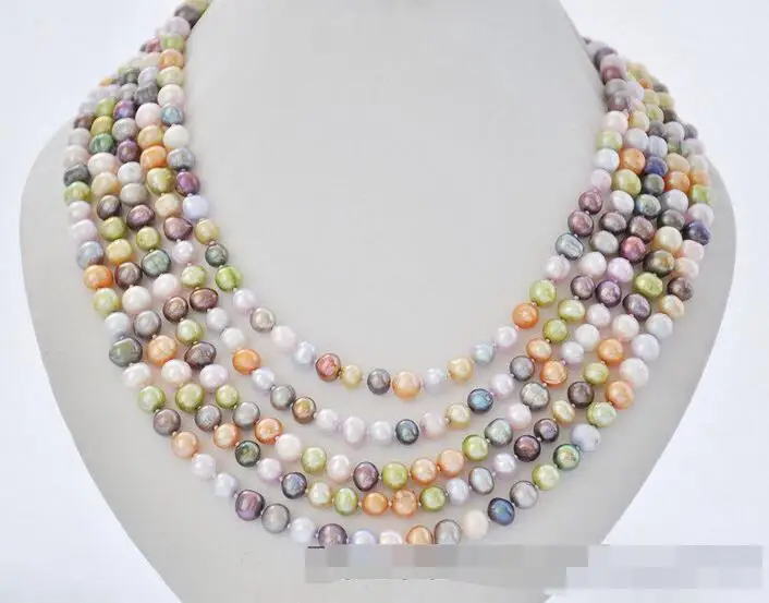 

FREE SHIPPING>>> 3475 purple green yellow wine black round pearl necklace