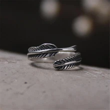 Retro High-quality 925 Sterling Silver Jewelry Thai Silver Female Personality Feathers Arrow Open Ring 4.60mm 2.10G Retro High-quality 925 Sterling Silver Jewelry Thai Silver Female Personality Feathers Arrow Open Ring 4.60mm 2.10G
