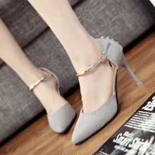 2016 summer hot new solid color fashion high heels pointed fine with shallow mouth singles shoes sexy word buckle free shipping