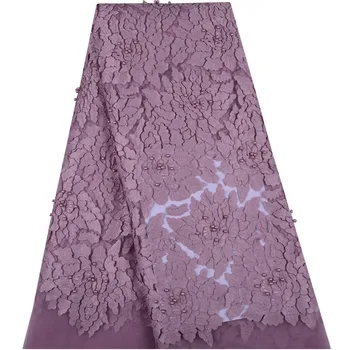 

African Lace Fabric 2018 3D Flowers French Lace Fabric With Stones Nigerian Embroidery 3D Tulle French Laces For Party 1316B