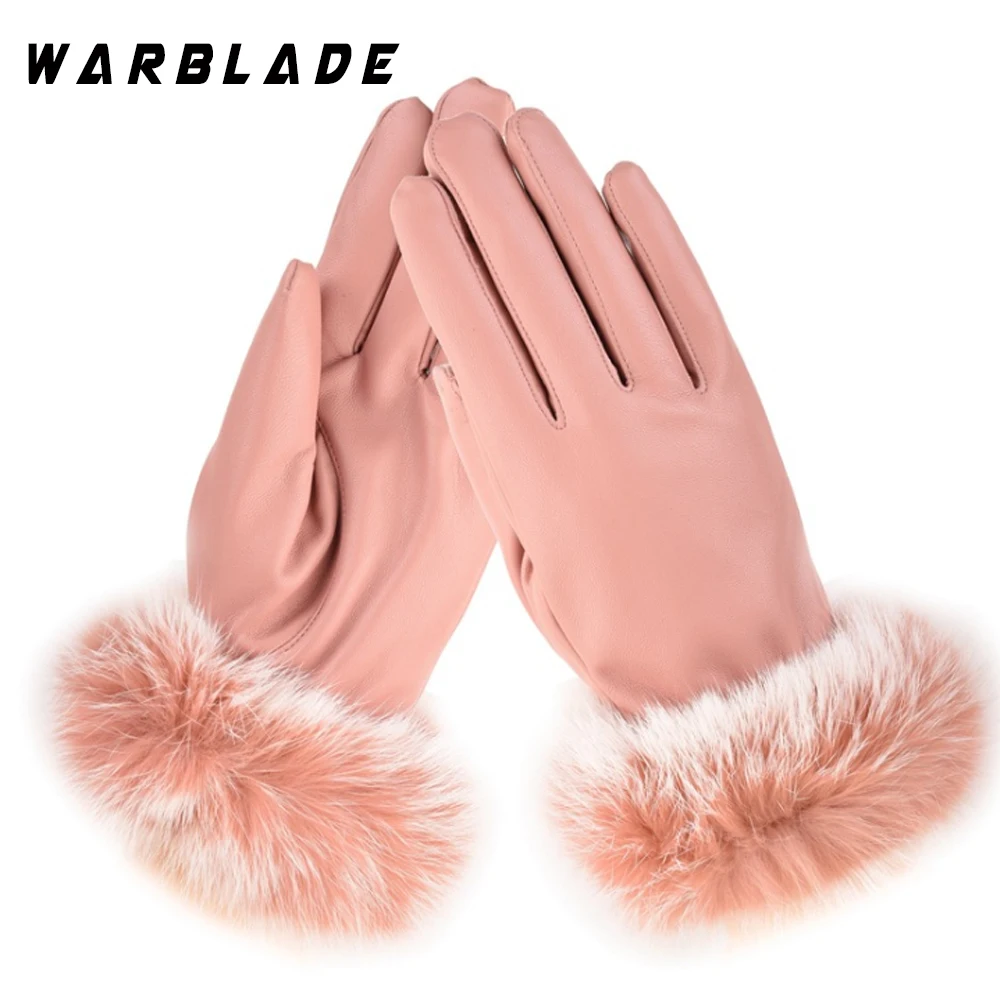 Модные зимние женские уличные повседневные перчатки WarBLade кожаные плюшевые