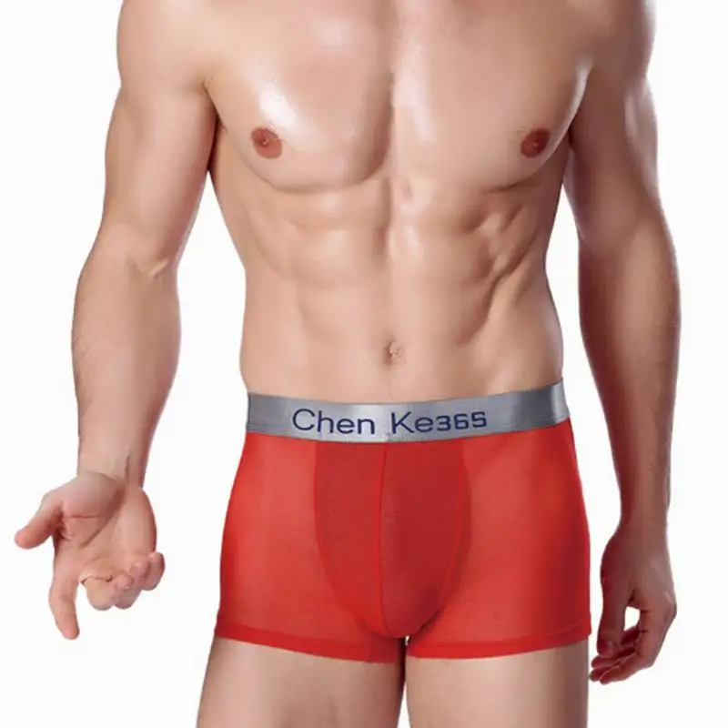 Hot Sale men's silk mesh breathable sexy boxer underwear shorts 6 optional color taste angle four | Мужская одежда