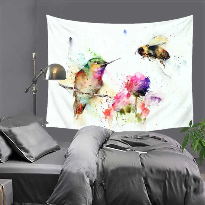 

2018 New Nordic ins Fabric Animal Bird Tapestry Living room Paintings Sofa Background Cloth Upholstery Tapestry LZA18