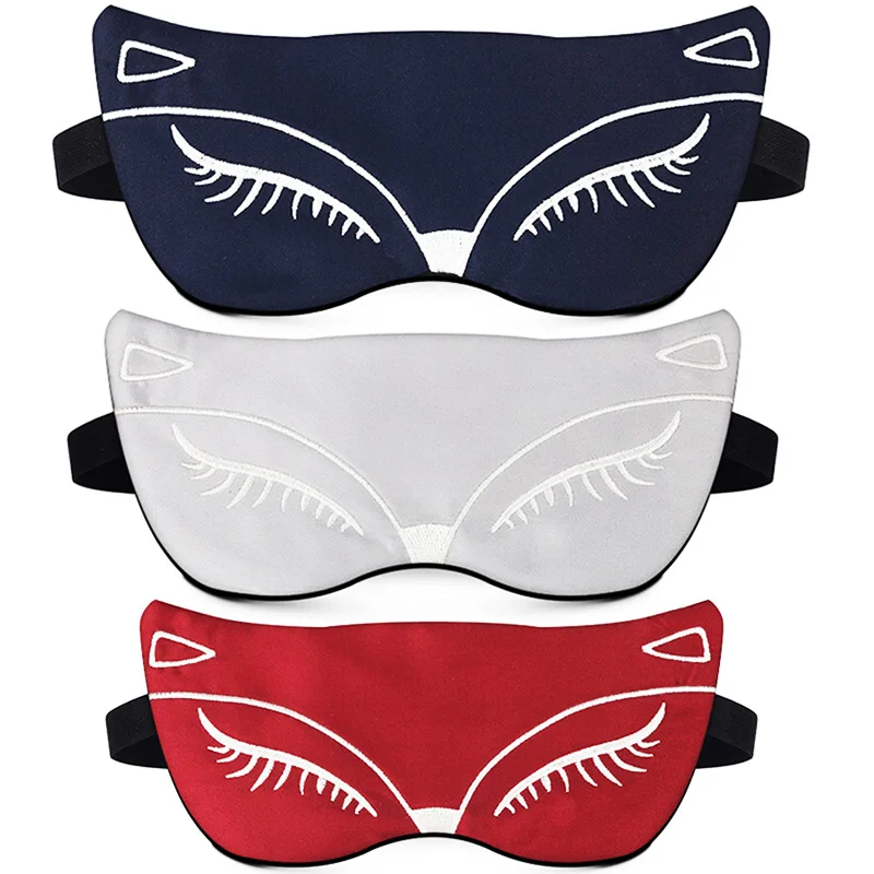 

Fashion Silk sleep mask Sexy Fox eye cover sleeping mask for sleep Eyepatch 100% Natural Silk lovely Black Mask Bandage Relax